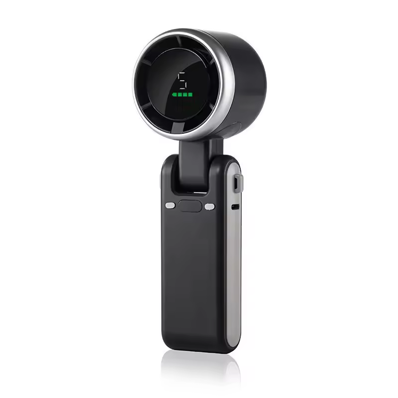 Mini High-Speed Handheld Turbo Fan Foldable Hanging Neck (Black)