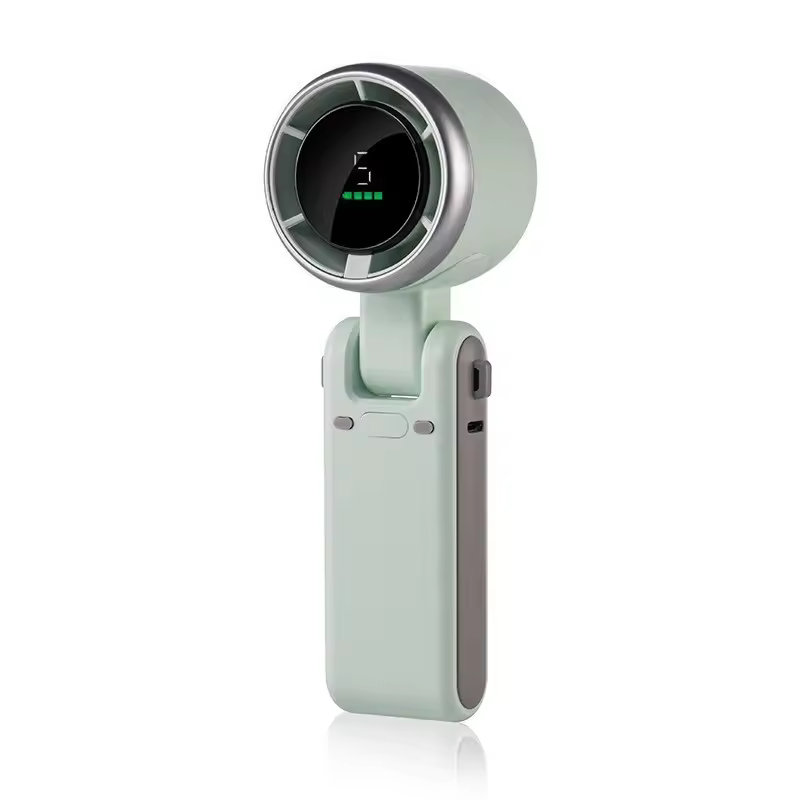 Mini High-Speed Handheld Turbo Fan Foldable Hanging Neck (Green)